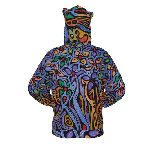 Chaospattern- Wild Mind Cat Hoodie With Zipper Closure