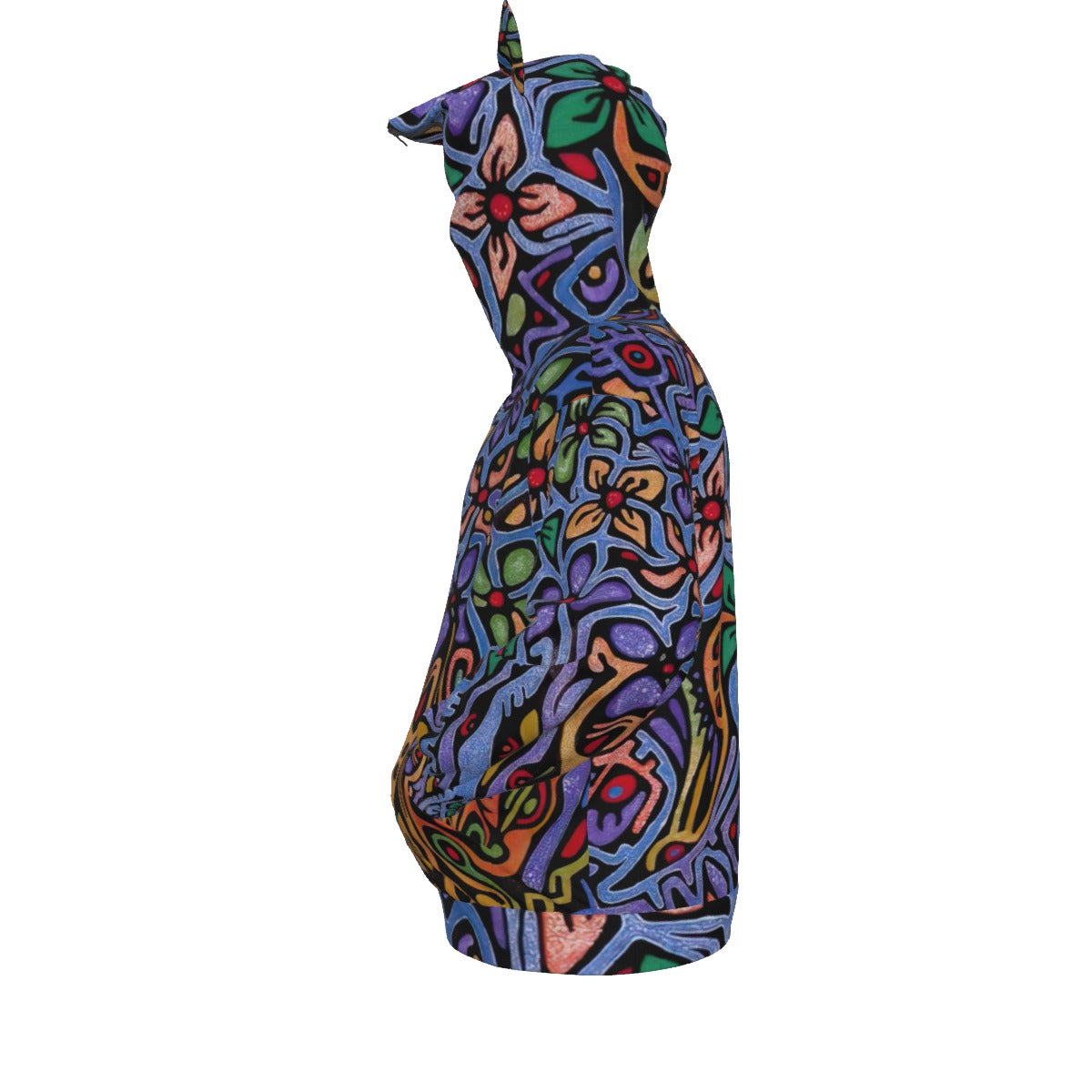 Chaospattern- Wild Mind Cat Hoodie With Zipper Closure